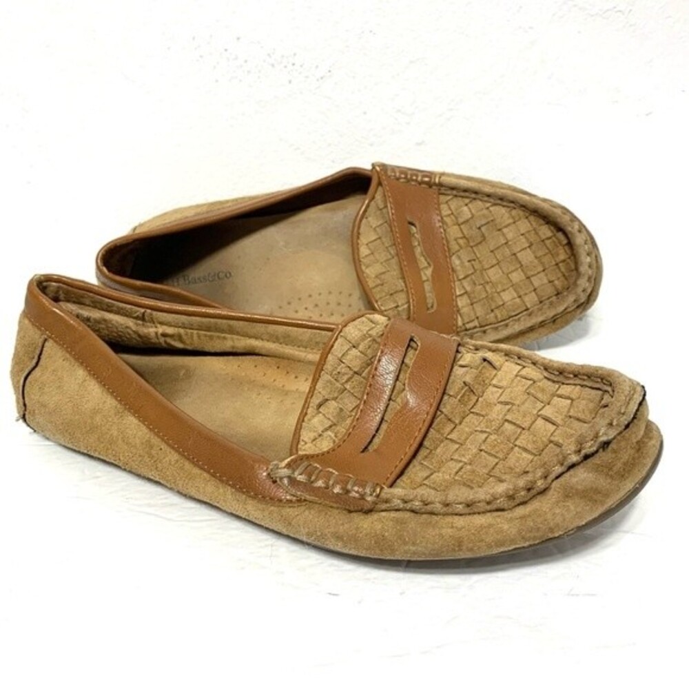 G.H. Bass & Co. Flats Tan Brown Suede Leather Loafers Shoes Womens Size 8.5